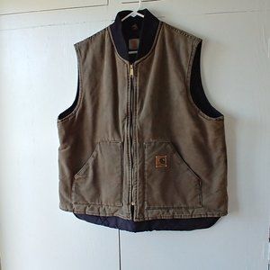 Carhartt Quilted Lined Zip Up Duck Vest SZ 2XL